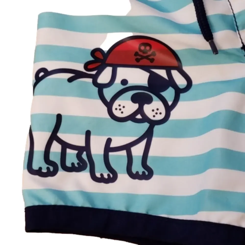 𝅺old Navy Pirate Bulldog Striped Swim Trunks